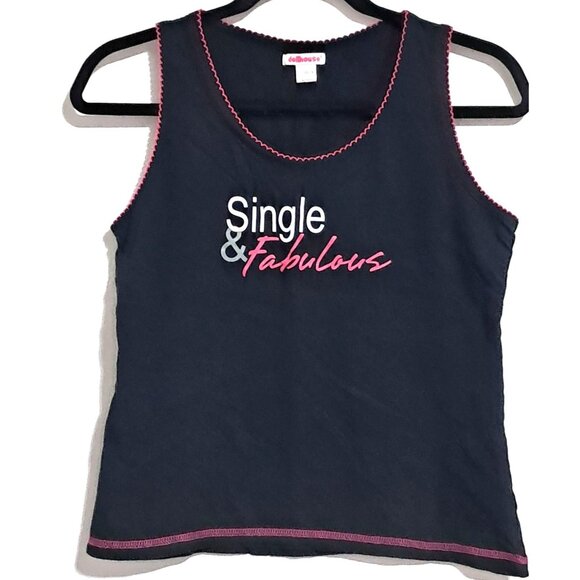 Y2K Baby T Single & Fabulous Black Tank Top By Dollhouse Medium - Picture 1 of 10